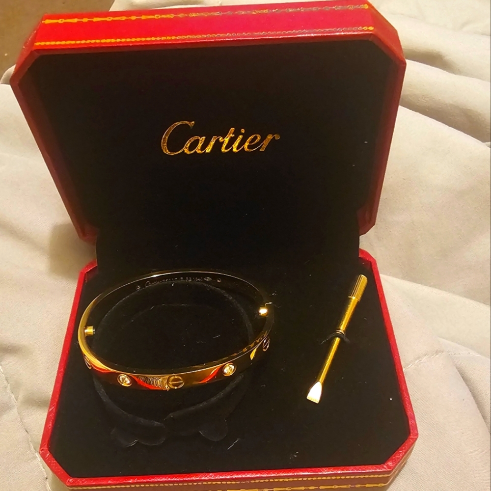 Gold Bracelet with Crystals